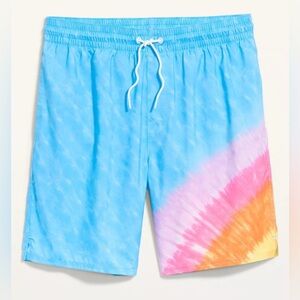 Old Navy men’s rainbow tie dye‎ swimsuit size 3XL NWOT blue